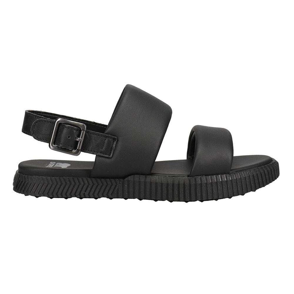 USED Sorel Women's Ona Streetworks Go To Flat Sandals - Black, Chalk - Size 9